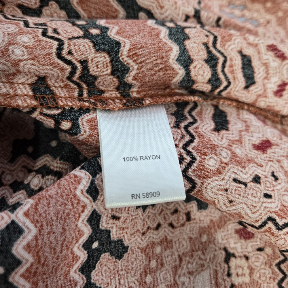 Nurture Paisley Midi Dress Medium Boho Rust Terracotta Elastic Waist V Hem - Picture 10 of 10